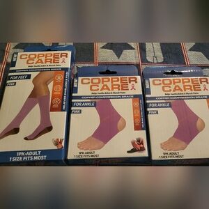 Lot Of 3 Copper Care Products 1 Compression Sock And 2 Ankle Compression Braces